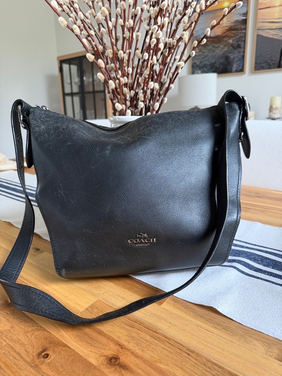 Coach Handbags - Coach Black Leather Crossbody Shoulder Bag with silver logo